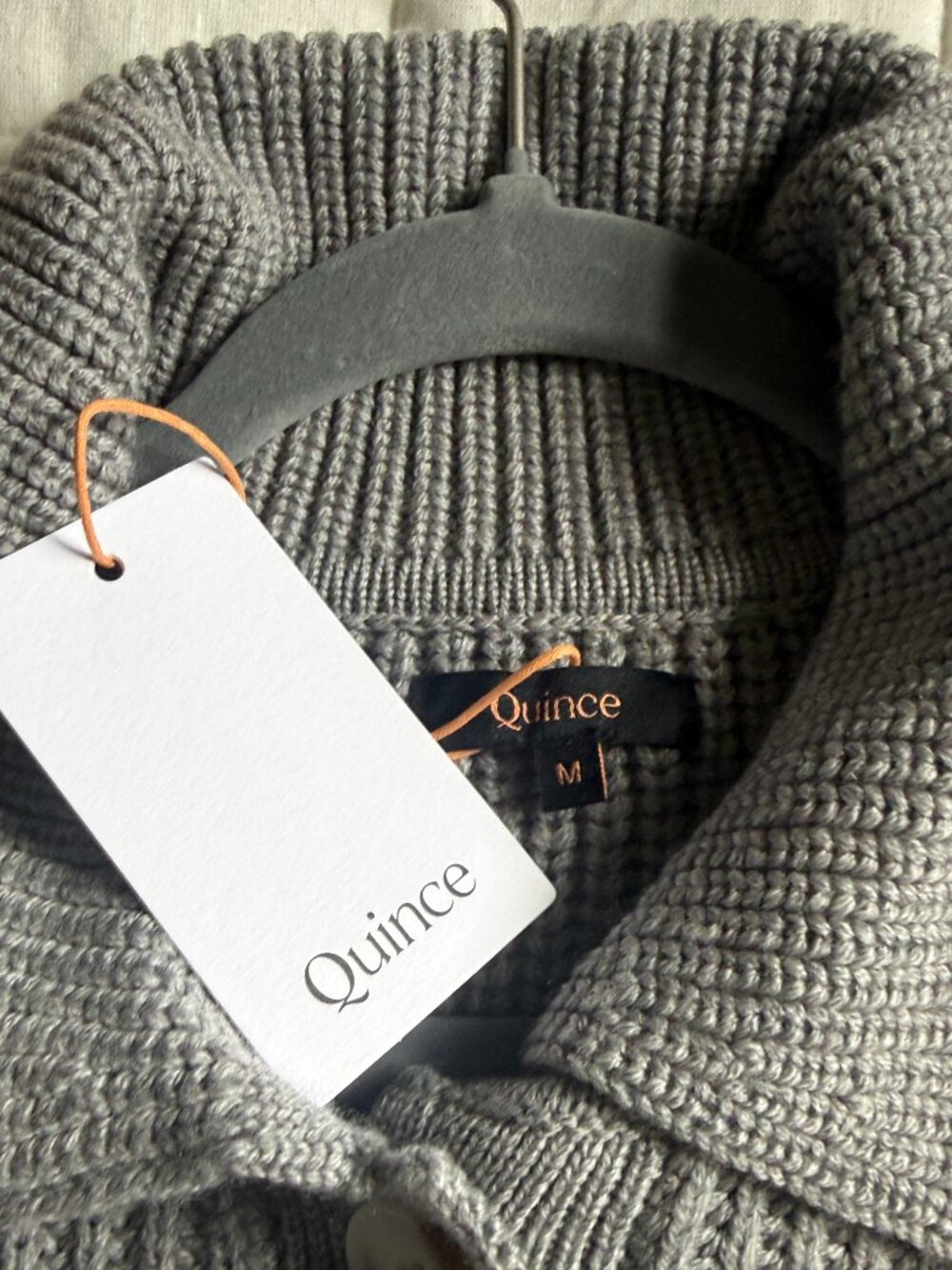NWT Quince Australian Merino Wool Collared Cardigan Gray Medium - Picture 4 of 8